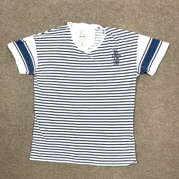 Vintage Y2k Diesel T Shirt Women's Size M White Striped Short Sleeve Designer - Picture 1 of 6